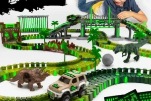 Dinosaur Race Car Track Set STEM Glow in the Dark