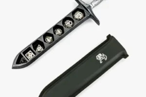 Grim Dagger Dice Case with Sheath Cover - Silver