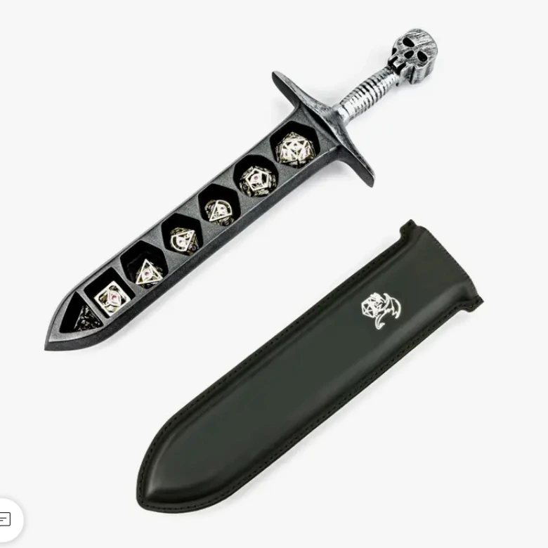Grim Dagger Dice Case with Sheath Cover - Silver