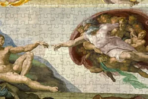 Creation of Adam by Michelangelo Wooden Jigsaw Puzzle