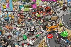Chaos at the Cycling Tournament Jigsaw Puzzle