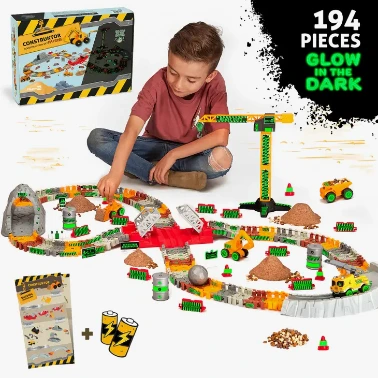 Construction Toy Track Car Set STEM Glow in the Dark